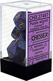 Lustrous Purple / Gold 7 Dice Set - CHX27497